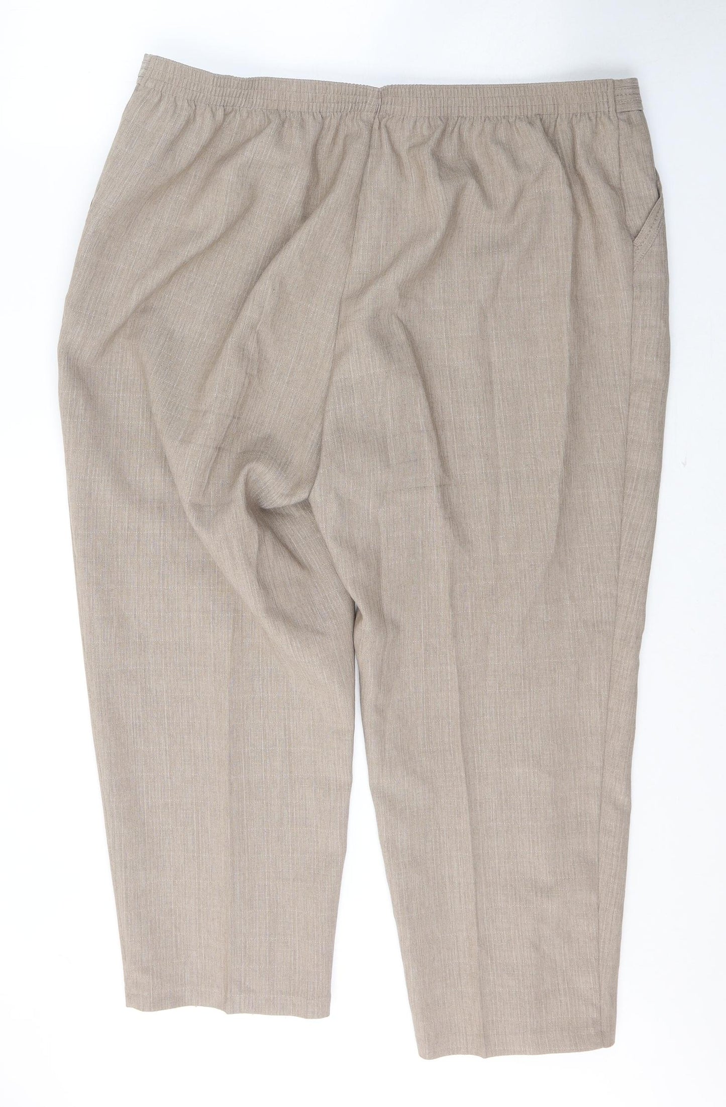 Marks and Spencer Womens Beige  Polyester Cropped Trousers Size 22 L25 in Regular