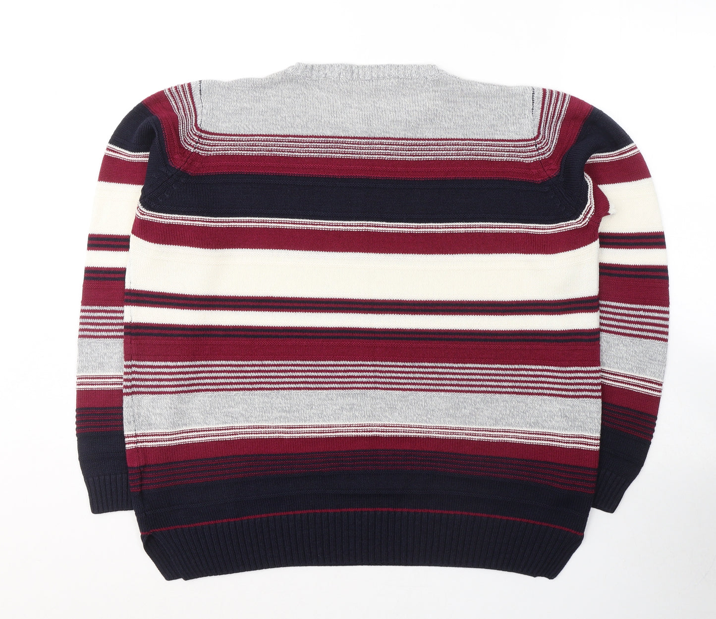 ISLE Womens Multicoloured Round Neck Striped Acrylic Pullover Jumper Size 18