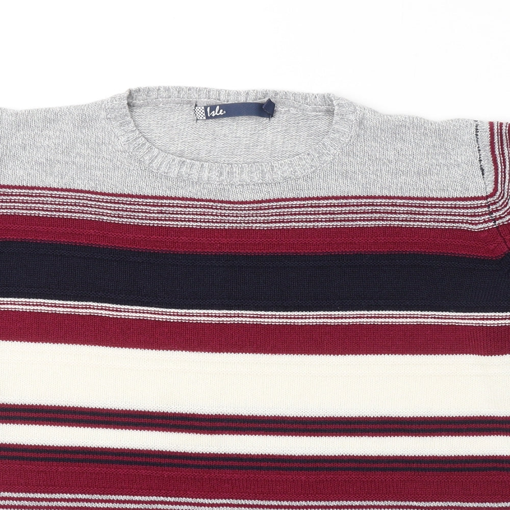 ISLE Womens Multicoloured Round Neck Striped Acrylic Pullover Jumper Size 18