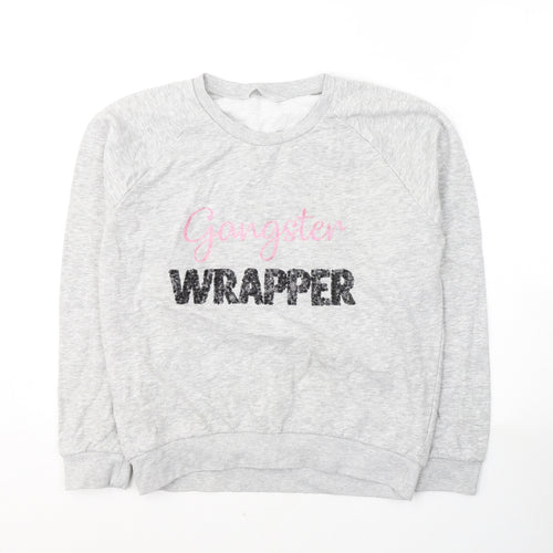 Red Herring Womens Grey  Cotton Pullover Sweatshirt Size 10  Pullover - Gangster Wrapper