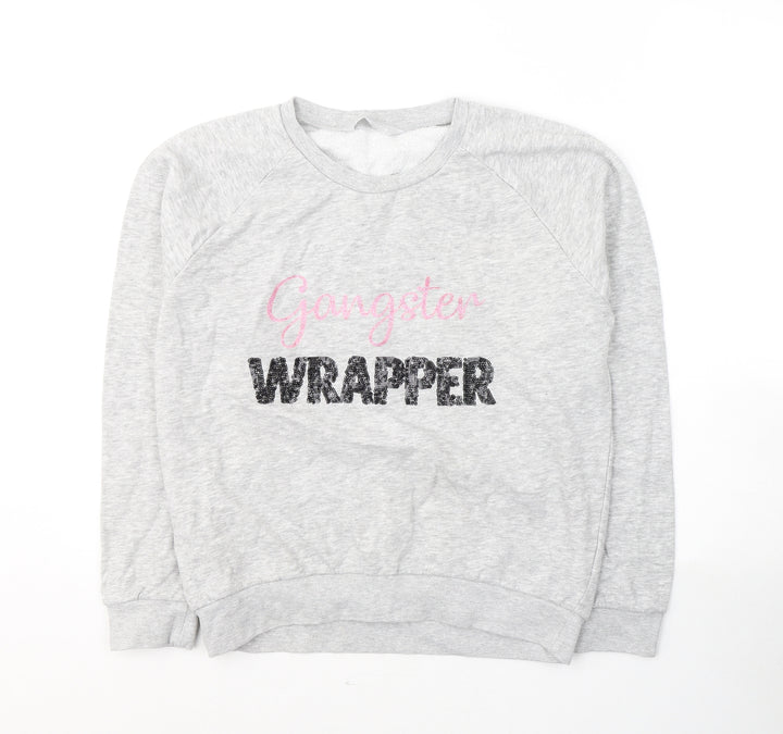 Red Herring Womens Grey Cotton Pullover Sweatshirt Size 10 Pullover - Gangster Wrapper
