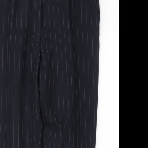 Marks and Spencer Womens Blue Striped Polyester Trousers  Size 18 L26 in Regular Button