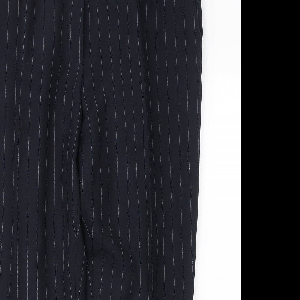 Marks and Spencer Womens Blue Striped Polyester Trousers  Size 18 L26 in Regular Button