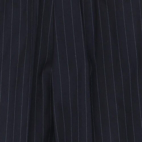 Marks and Spencer Womens Blue Striped Polyester Trousers  Size 18 L26 in Regular Button