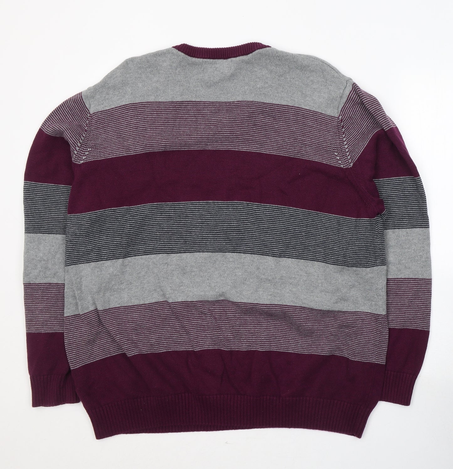 Maine Mens Multicoloured Round Neck Striped Cotton Pullover Jumper Size XL