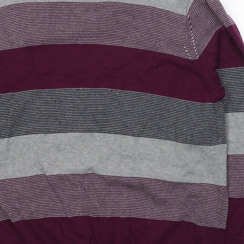 Maine Mens Multicoloured Round Neck Striped Cotton Pullover Jumper Size XL
