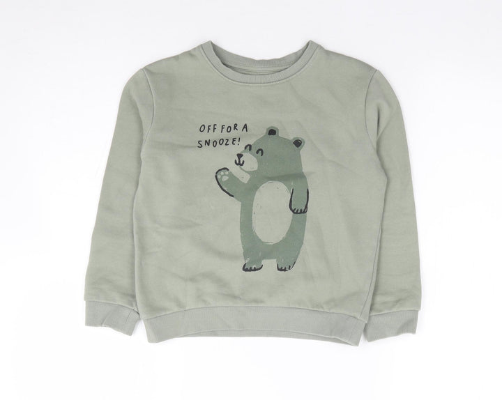 F&F  Boys Green  Cotton Pullover Sweatshirt Size 6-7 Years  Pullover