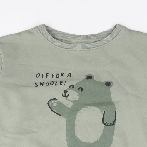 F&F  Boys Green  Cotton Pullover Sweatshirt Size 6-7 Years  Pullover