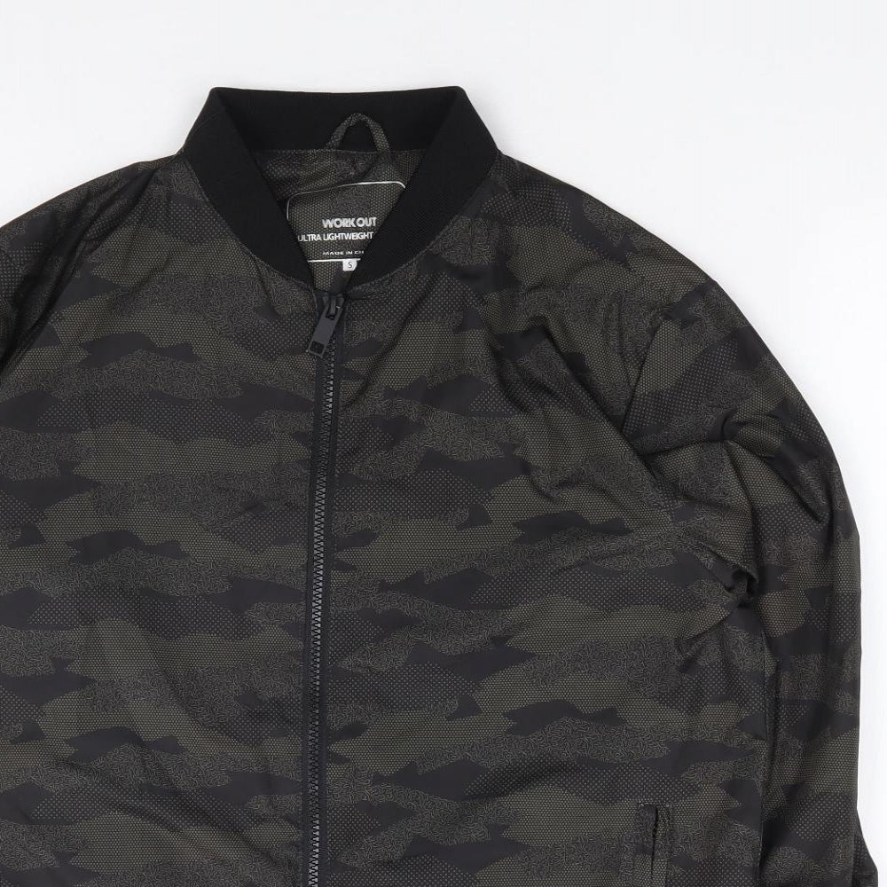 Primark Mens Green Camouflage  Rain Coat Coat Size S  Zip
