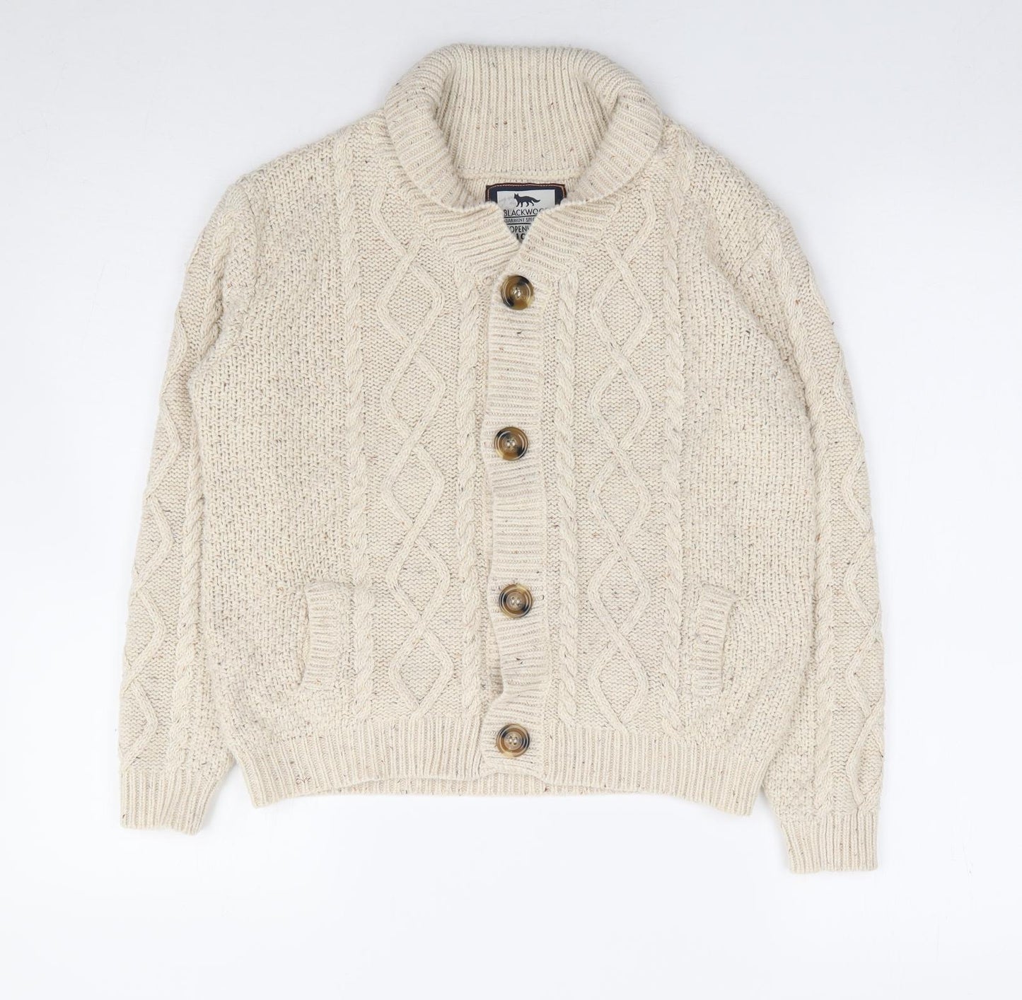 Rebel Brand  Boys Beige Crew Neck  Acrylic Cardigan Jumper Size 11-12 Years  Button