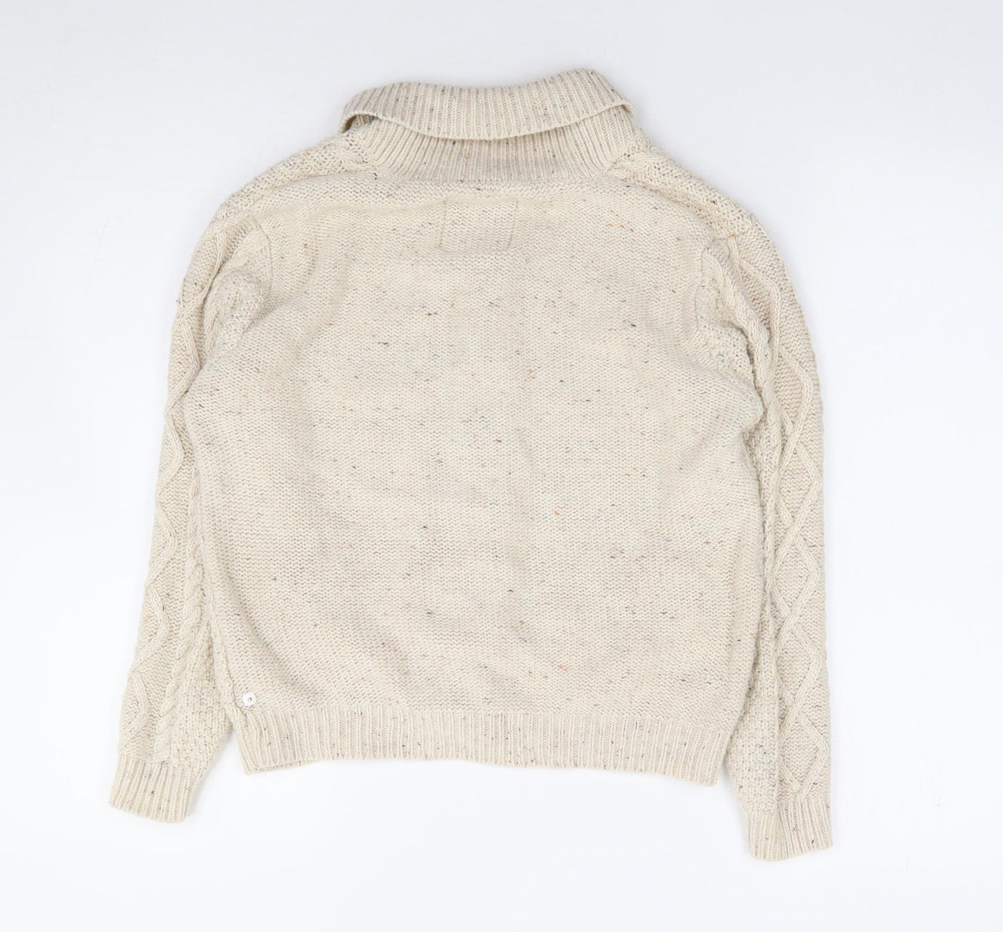 Rebel Brand  Boys Beige Crew Neck  Acrylic Cardigan Jumper Size 11-12 Years  Button