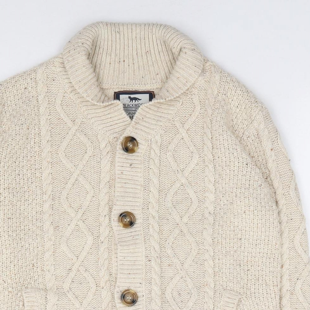 Rebel Brand  Boys Beige Crew Neck  Acrylic Cardigan Jumper Size 11-12 Years  Button