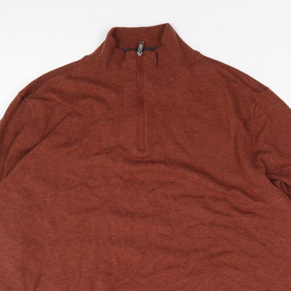 Burton Mens Brown High Neck  Cotton Pullover Jumper Size M