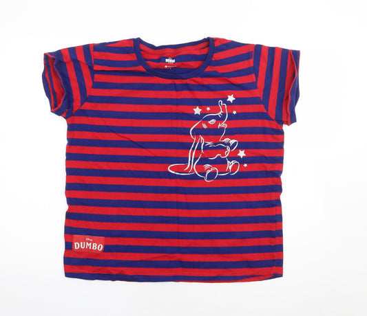 Front view of Character.Com women’s multicoloured striped 100% cotton jersey t-shirt, size L, crew neck - dumbo
