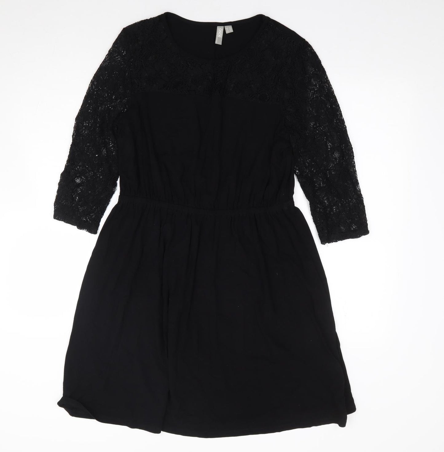 ASOS Womens Black  Viscose Fit & Flare  Size 16  Round Neck Pullover