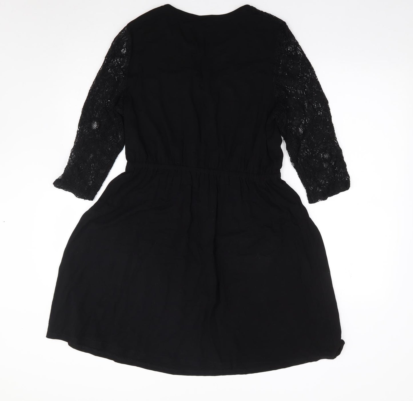 ASOS Womens Black  Viscose Fit & Flare  Size 16  Round Neck Pullover