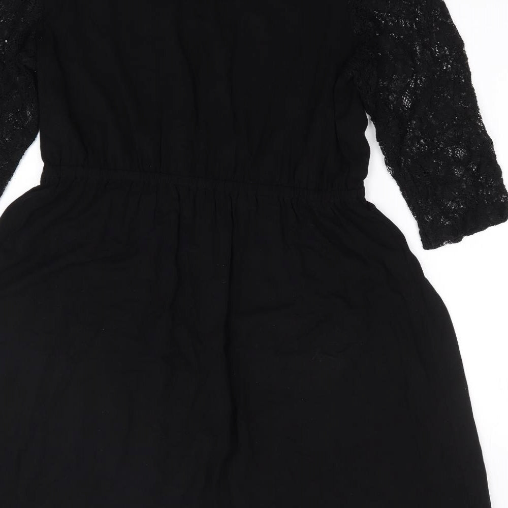 ASOS Womens Black  Viscose Fit & Flare  Size 16  Round Neck Pullover