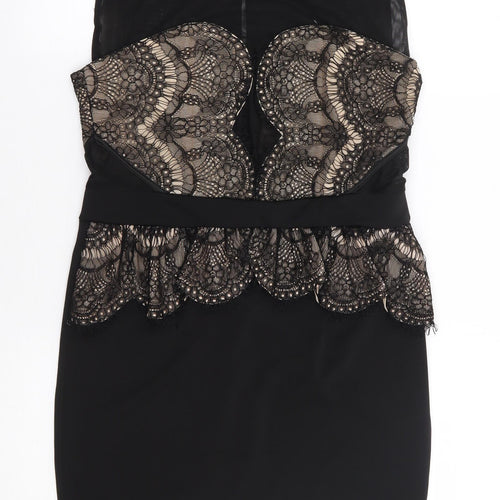 Soky & Soka Womens Black  Polyester Bodycon  Size L  Round Neck Zip
