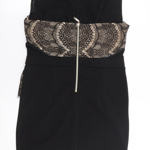 Soky & Soka Womens Black  Polyester Bodycon  Size L  Round Neck Zip