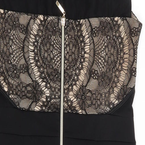 Soky & Soka Womens Black  Polyester Bodycon  Size L  Round Neck Zip