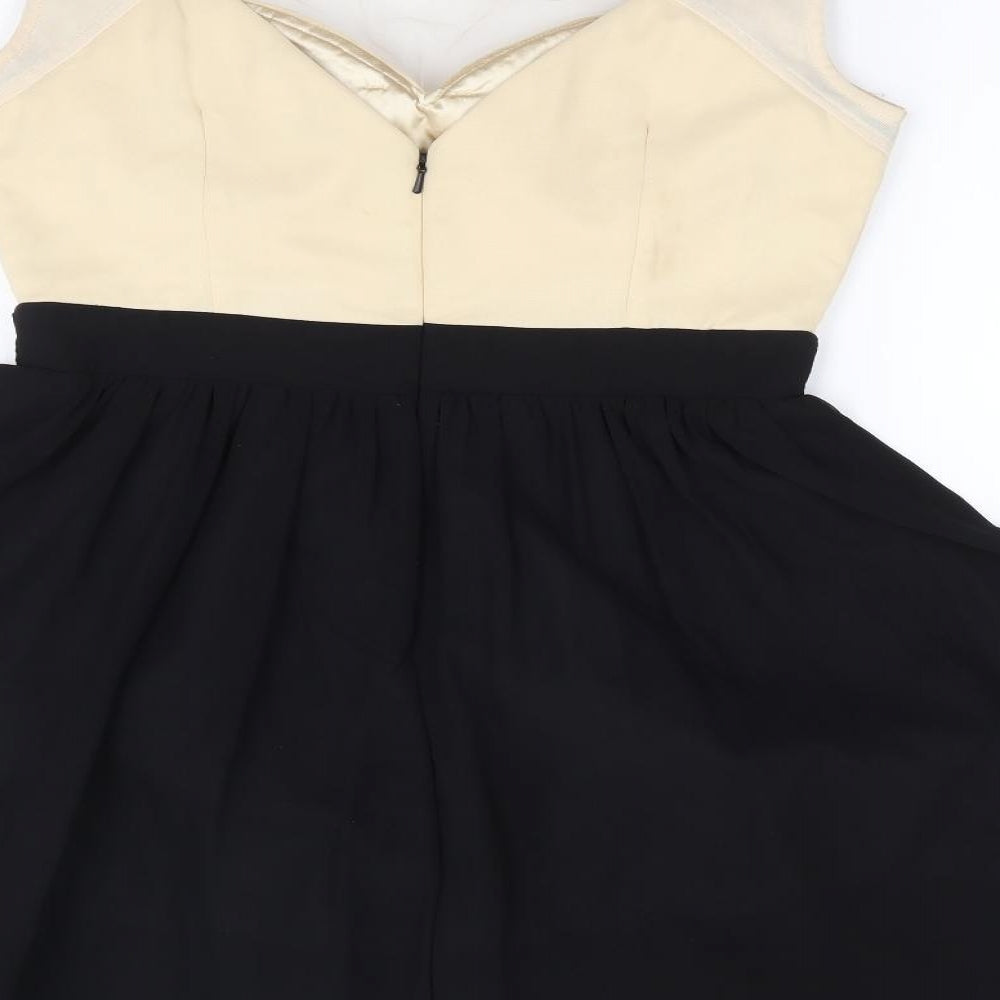 Little Mistress Womens Black  Polyester Fit & Flare  Size 12  Round Neck Zip