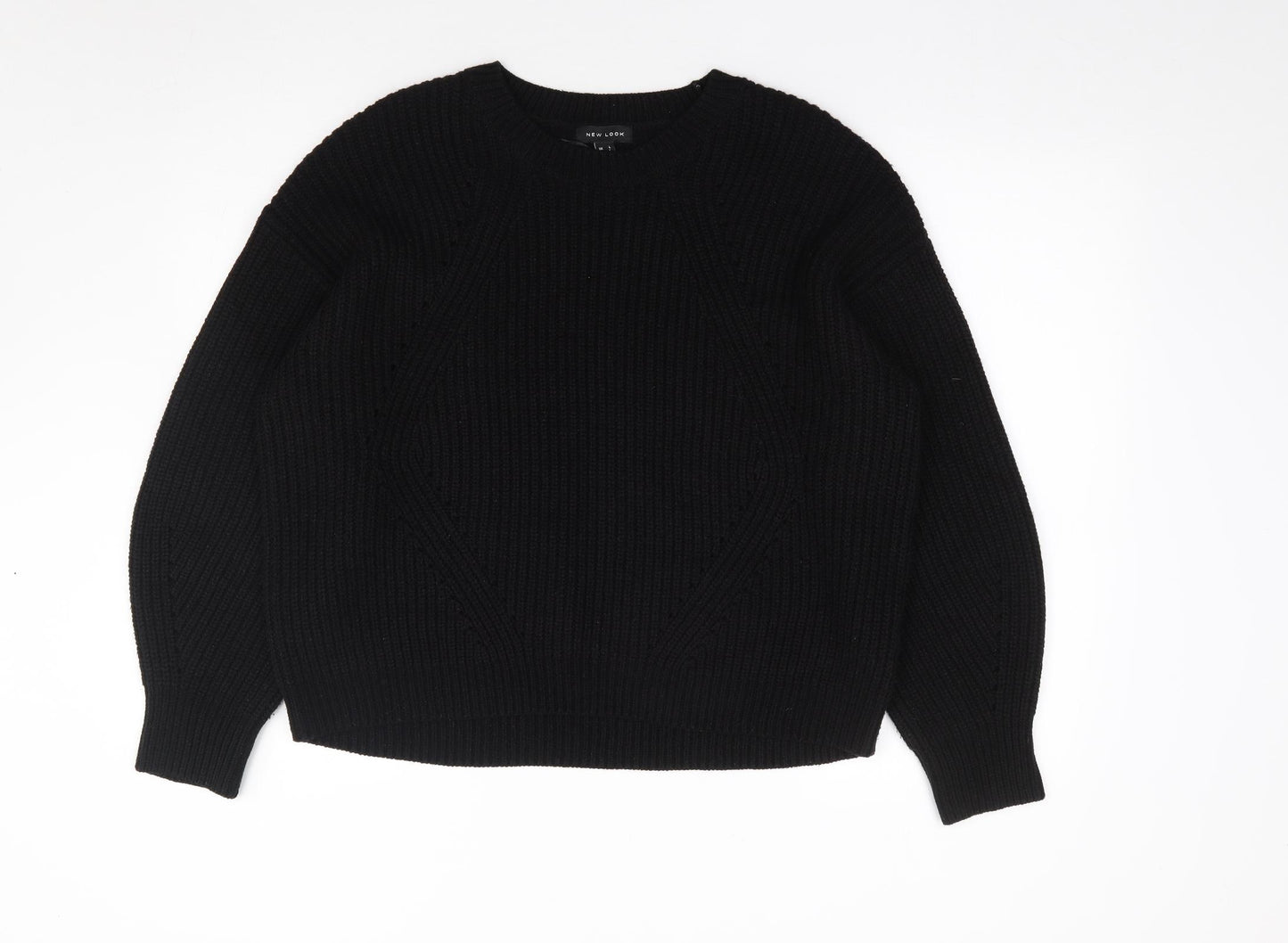 New Look  Womens Black Crew Neck  Acrylic Pullover Jumper Size L