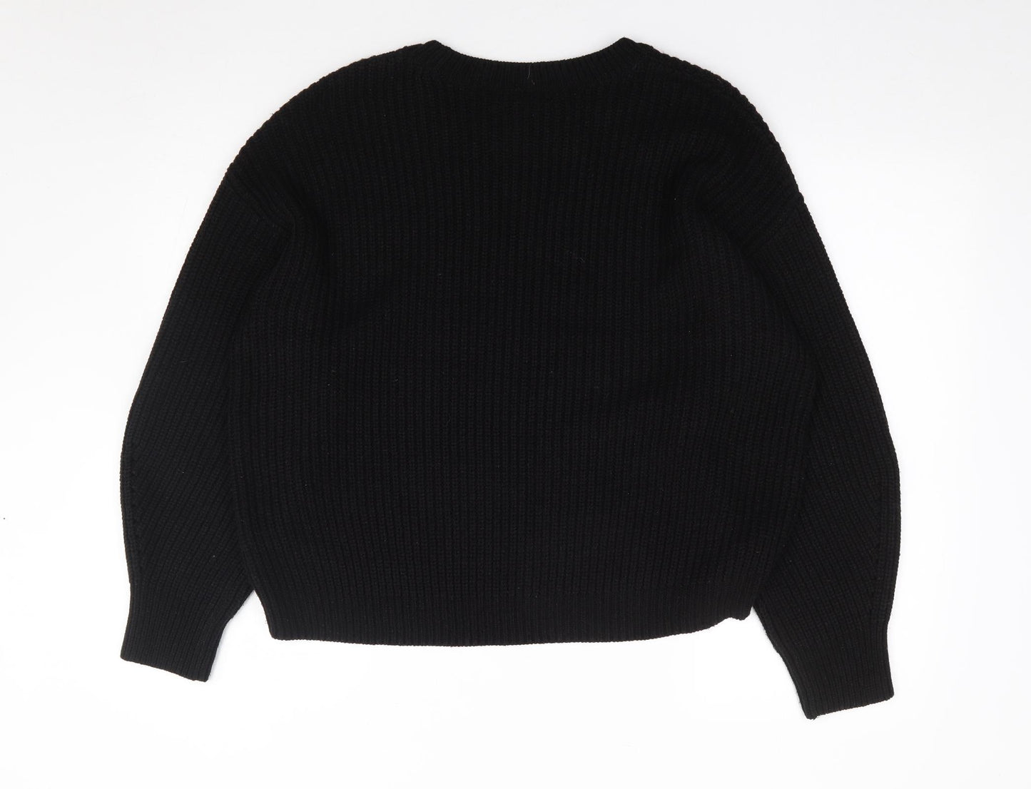 New Look  Womens Black Crew Neck  Acrylic Pullover Jumper Size L