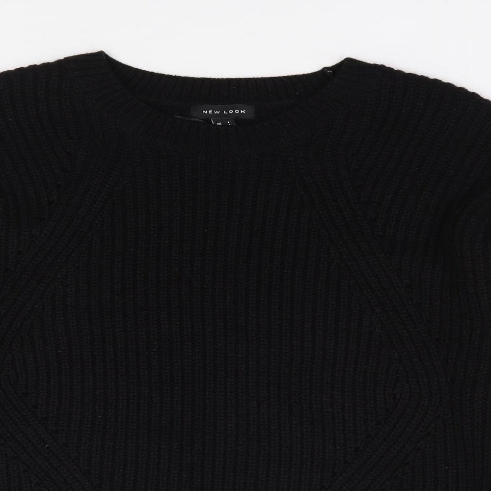New Look  Womens Black Crew Neck  Acrylic Pullover Jumper Size L