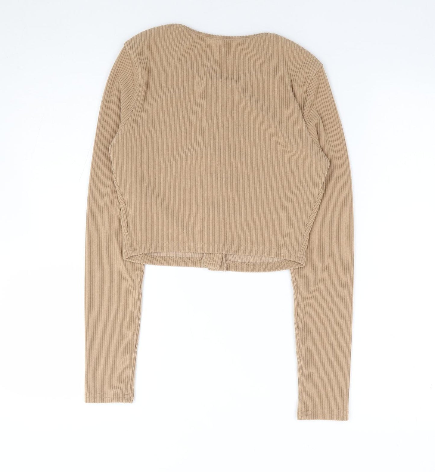 SheIn Womens Brown Round Neck  Polyester Cardigan Jumper Size M