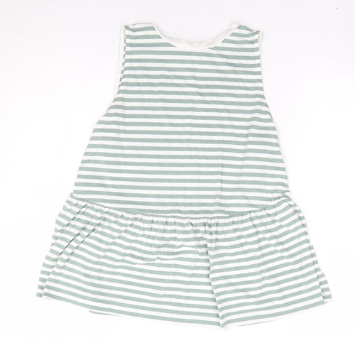 ASOS Womens Green Striped Polyester Jersey Tank Size 8 Crew Neck - Peplum