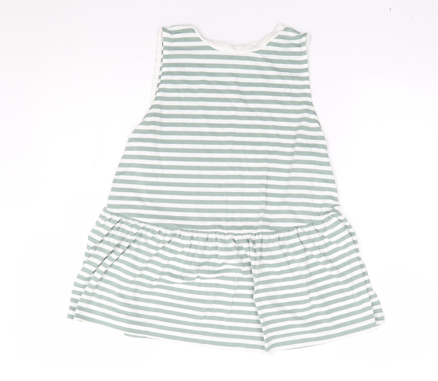 ASOS Womens Green Striped Polyester Jersey Tank Size 8 Crew Neck - Peplum
