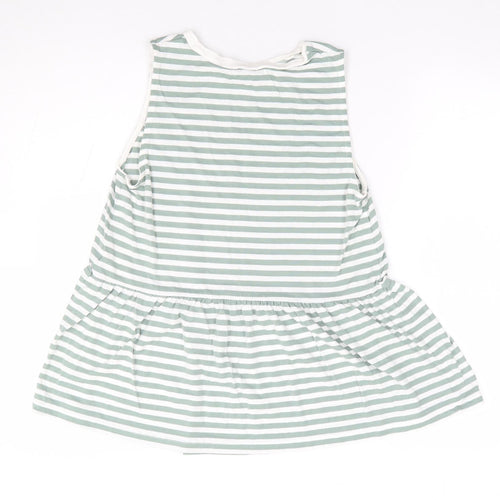ASOS Womens Green Striped Polyester Jersey Tank Size 8 Crew Neck - Peplum
