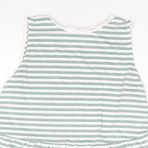 ASOS Womens Green Striped Polyester Jersey Tank Size 8 Crew Neck - Peplum