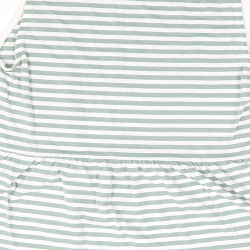 ASOS Womens Green Striped Polyester Jersey Tank Size 8 Crew Neck - Peplum