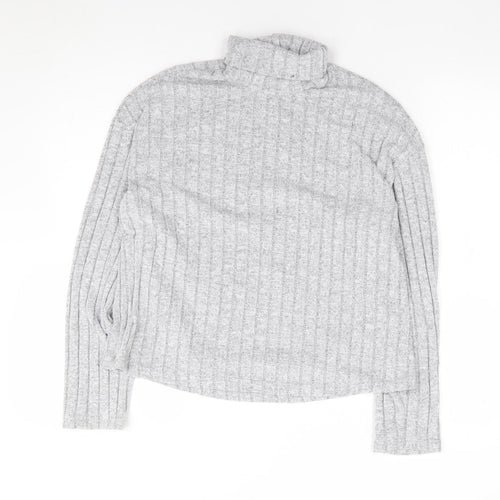 SheIn Womens Grey Roll Neck  Polyester Pullover Jumper Size S
