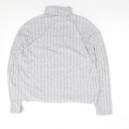 SheIn Womens Grey Roll Neck  Polyester Pullover Jumper Size S