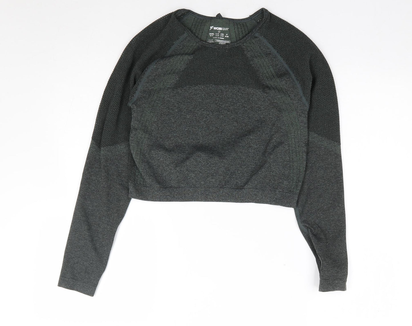Primark Womens Green  Polyamide Cropped T-Shirt Size M Crew Neck Pullover