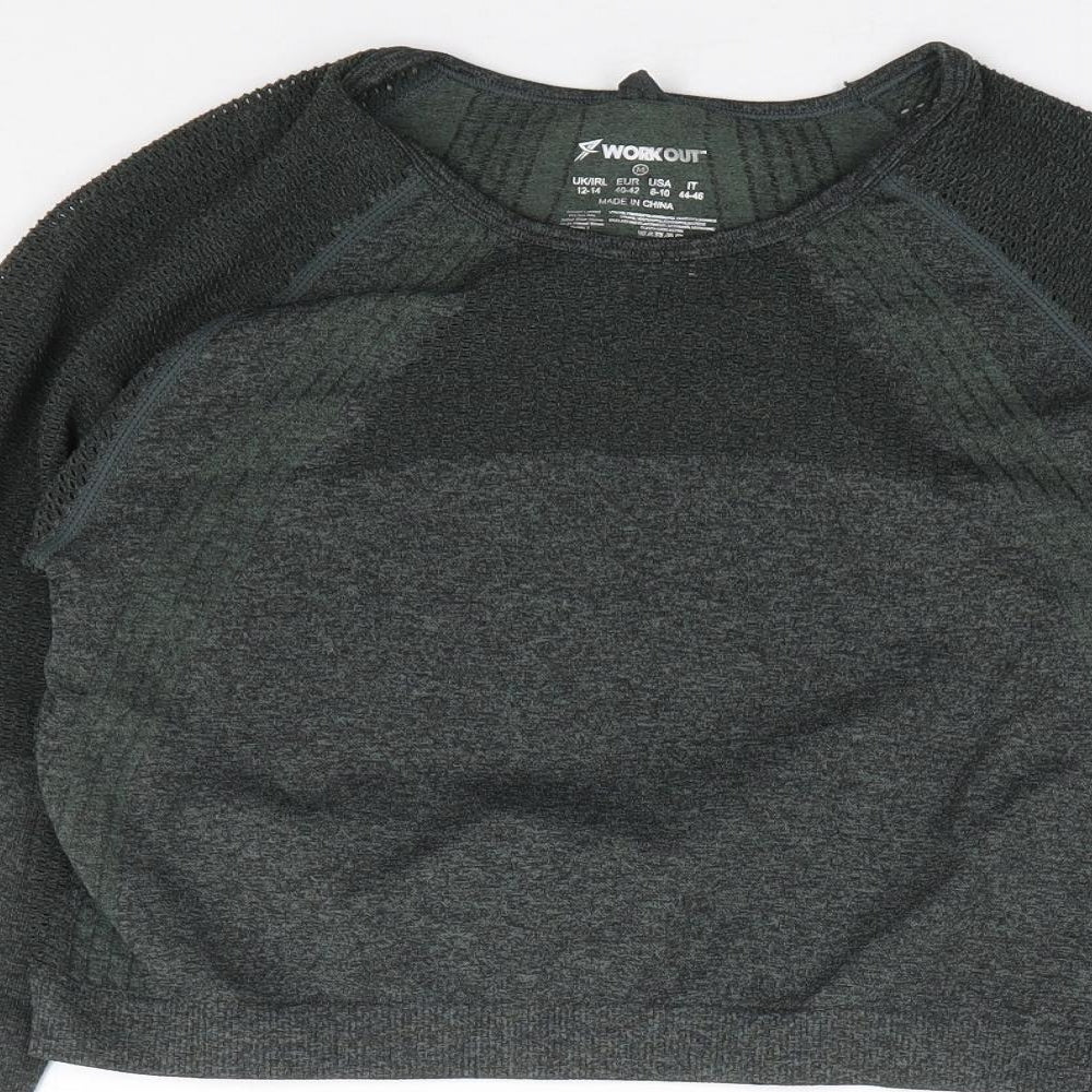 Primark Womens Green  Polyamide Cropped T-Shirt Size M Crew Neck Pullover
