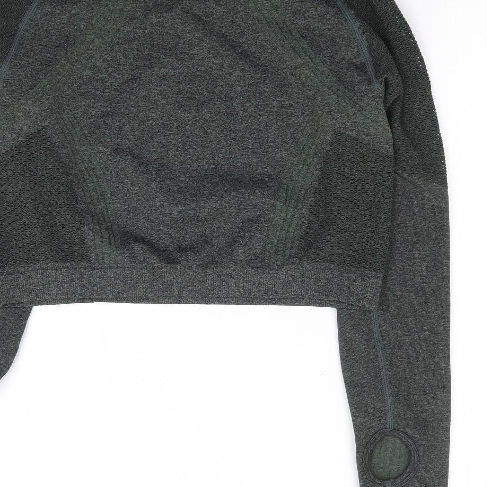Primark Womens Green  Polyamide Cropped T-Shirt Size M Crew Neck Pullover
