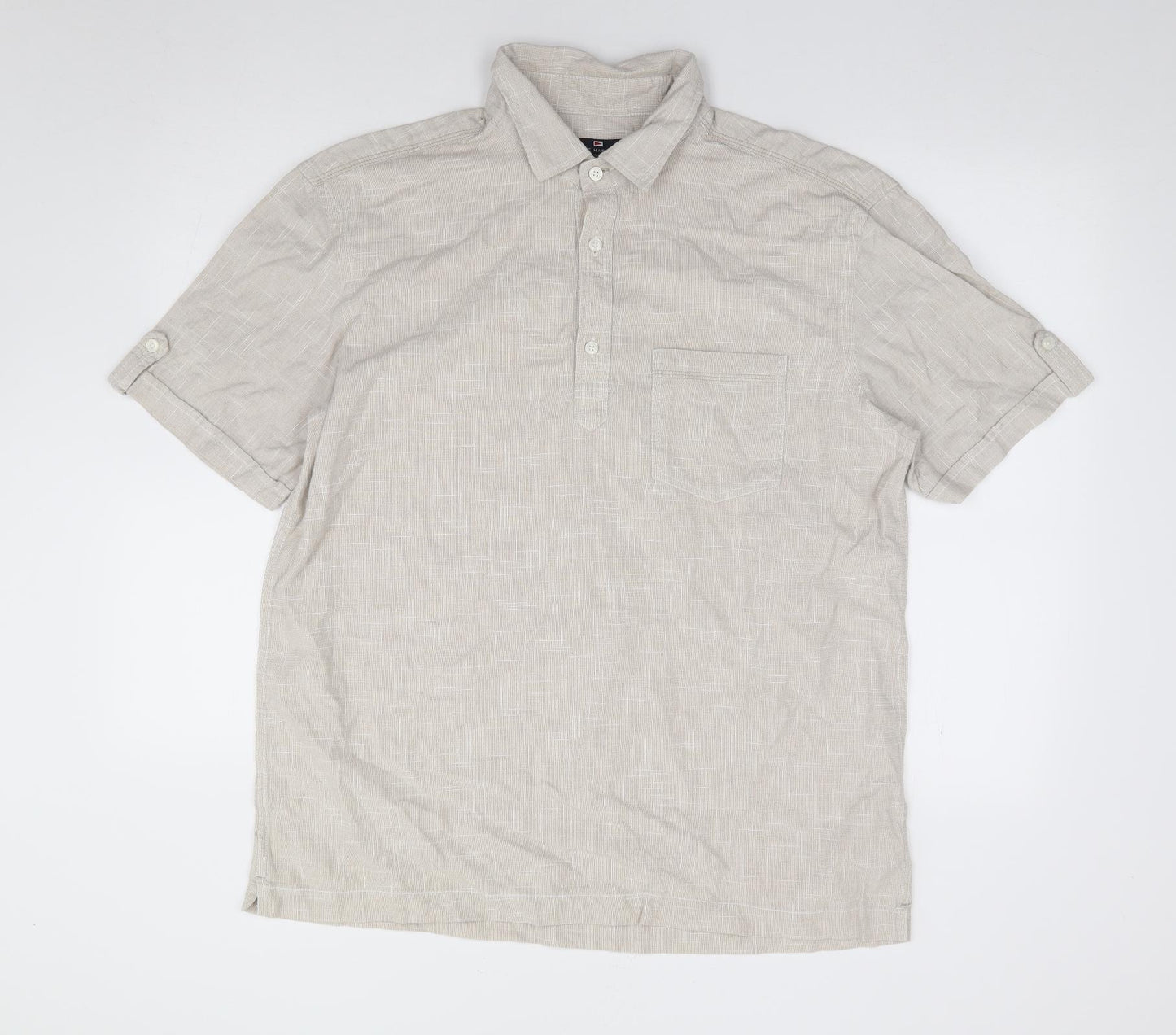 Marks and Spencer Mens Beige  Cotton  Polo Size L Collared Pullover