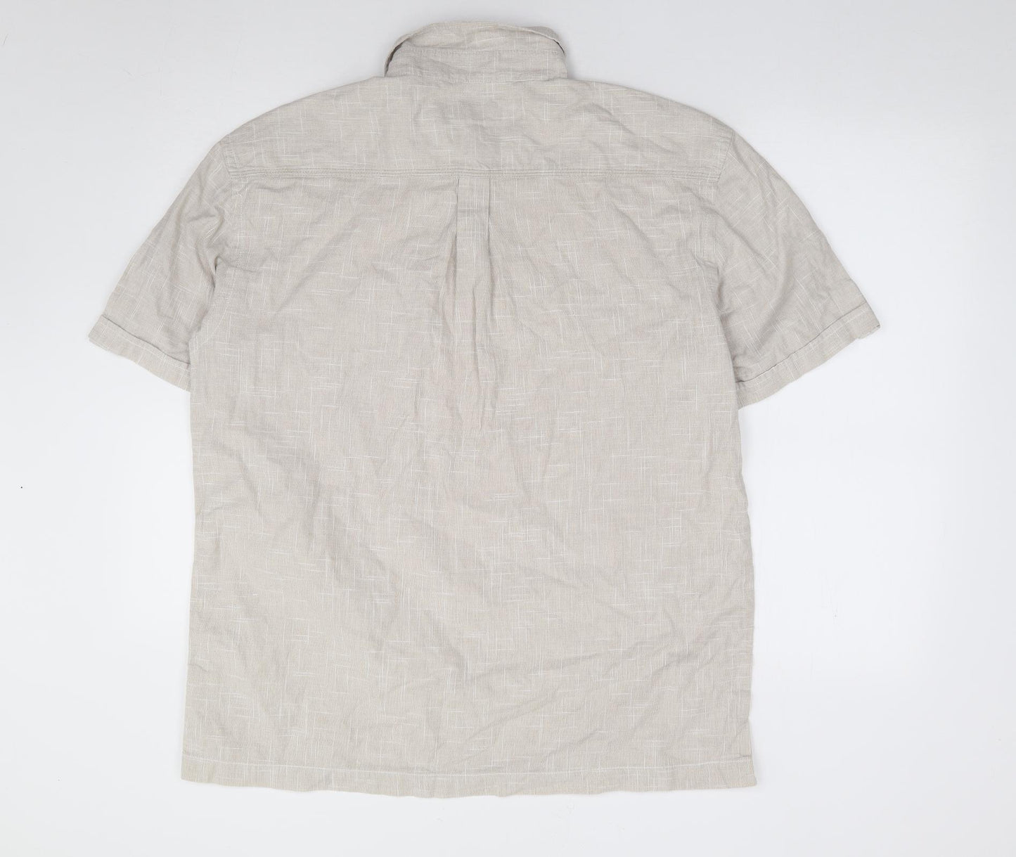 Marks and Spencer Mens Beige  Cotton  Polo Size L Collared Pullover