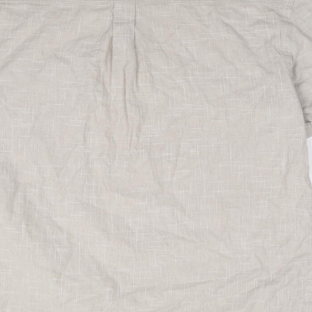 Marks and Spencer Mens Beige  Cotton  Polo Size L Collared Pullover