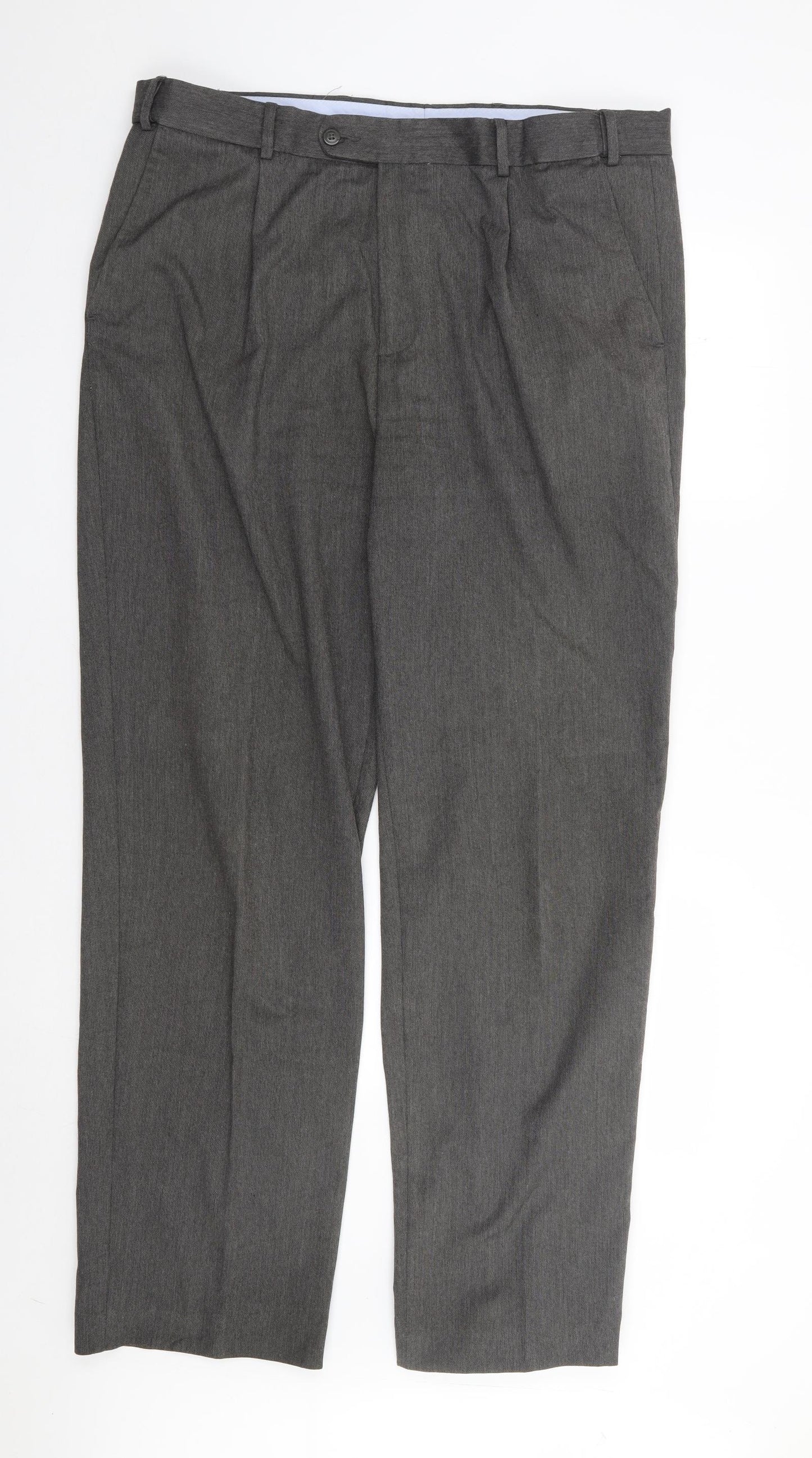 Dunnes Mens Grey  Polyester Trousers  Size 38 L33 in Regular Zip