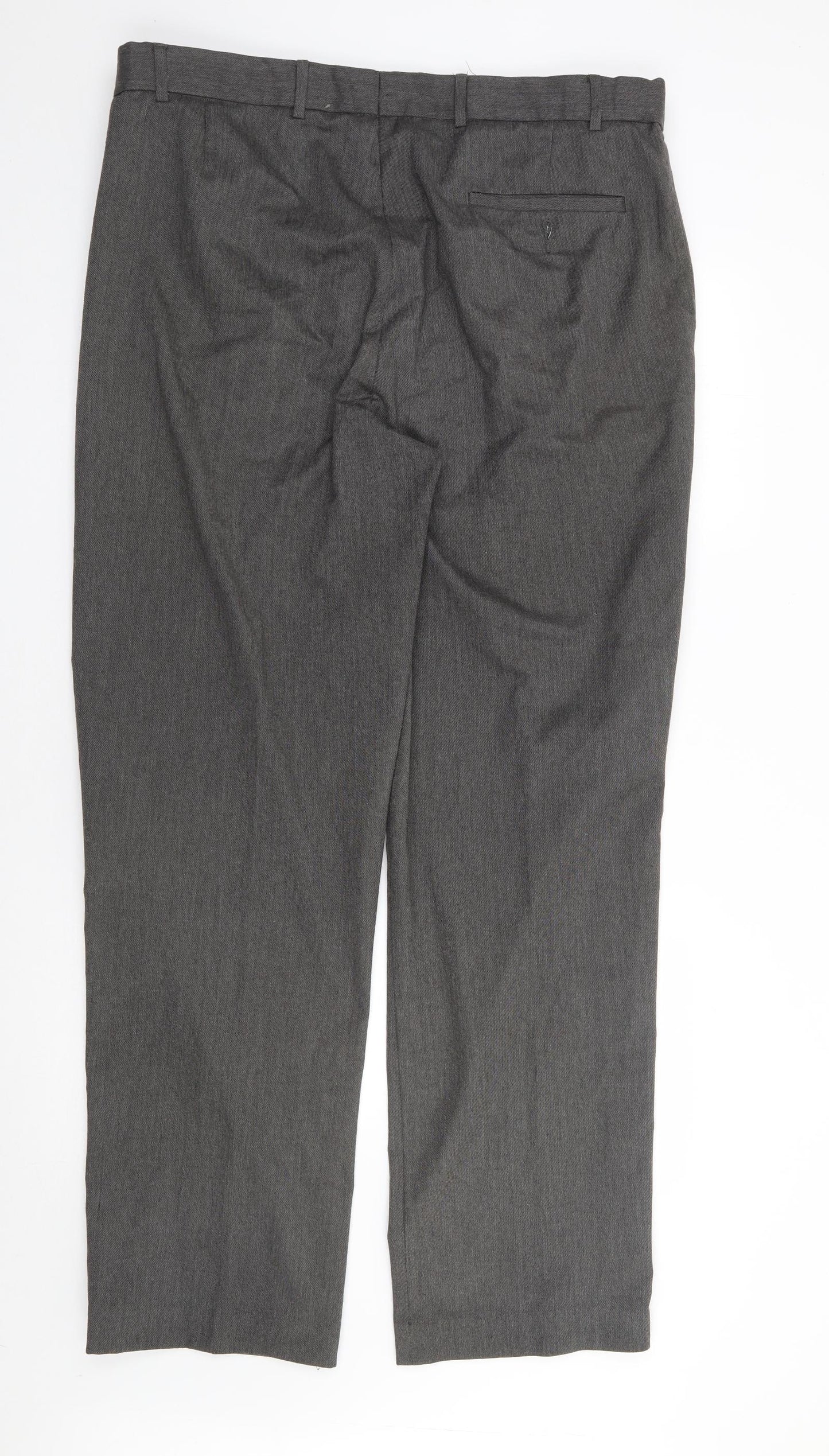 Dunnes Mens Grey  Polyester Trousers  Size 38 L33 in Regular Zip