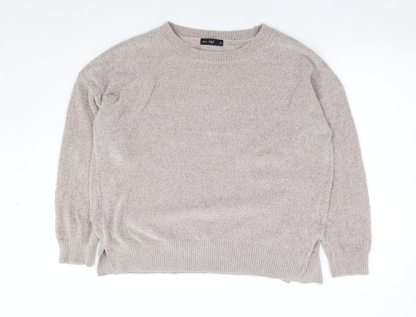 F&F Womens Beige Round Neck  Polyester Pullover Jumper Size 18