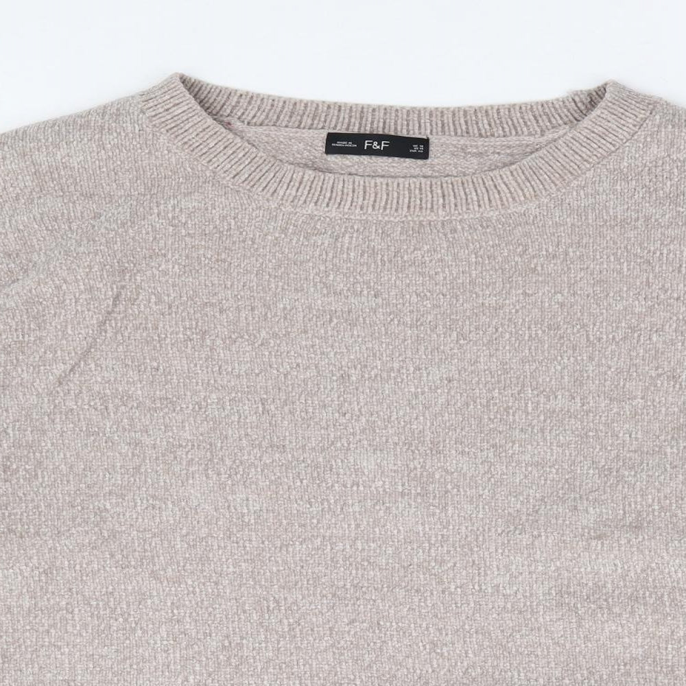 F&F Womens Beige Round Neck  Polyester Pullover Jumper Size 18