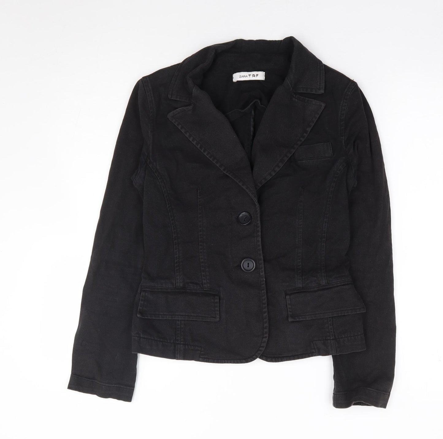 Zara Womens Black  Cotton Jacket Suit Jacket Size S