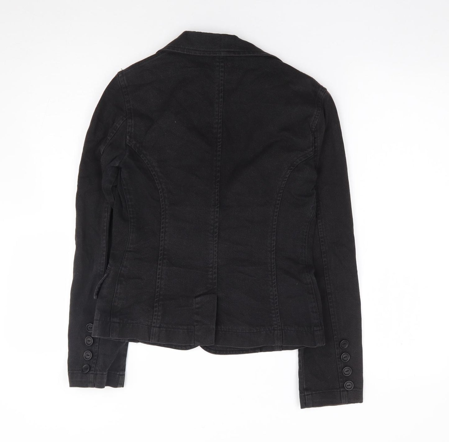 Zara Womens Black  Cotton Jacket Suit Jacket Size S