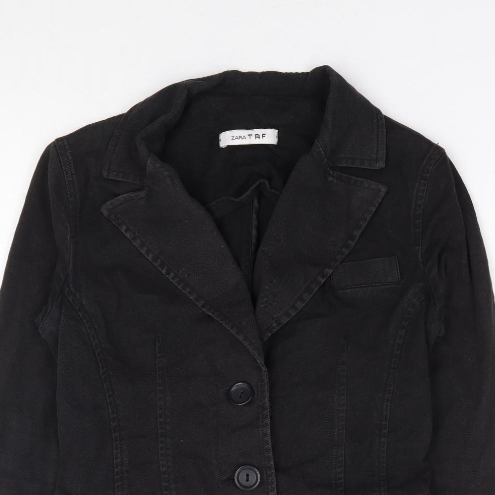 Zara Womens Black  Cotton Jacket Suit Jacket Size S