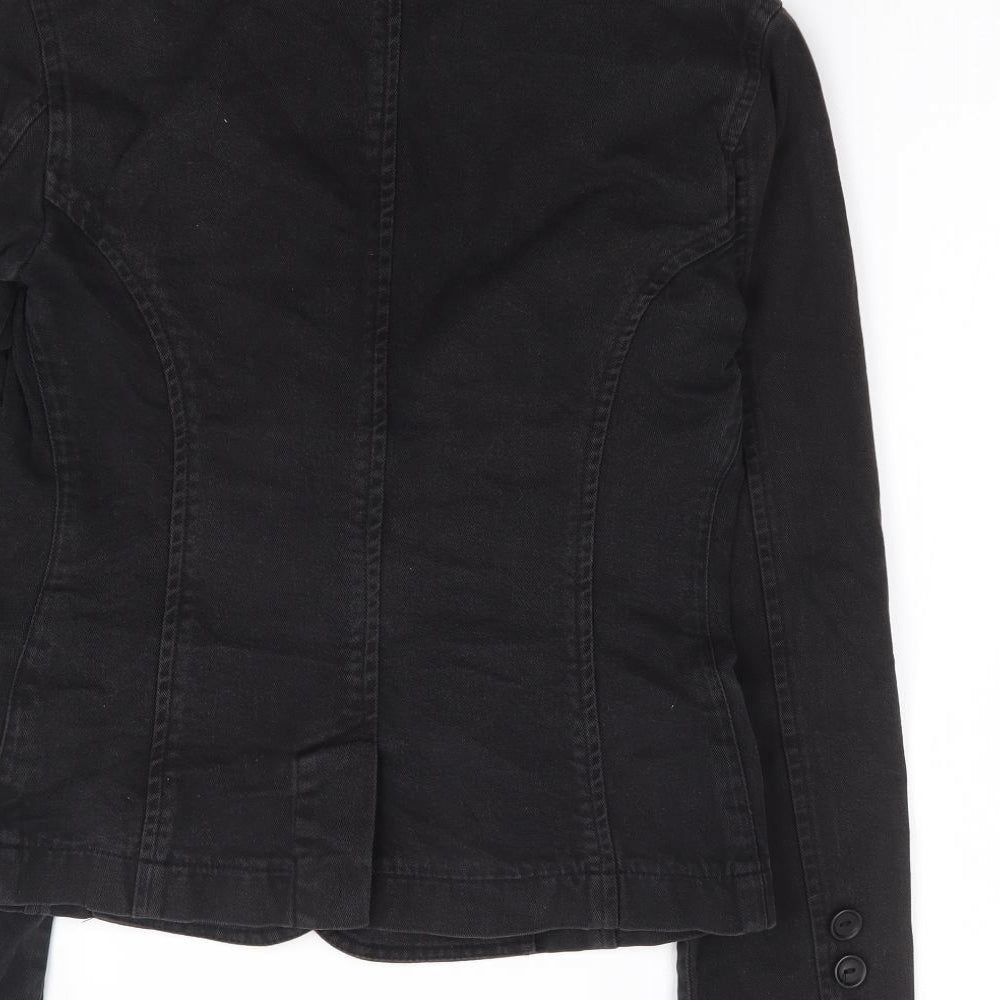 Zara Womens Black  Cotton Jacket Suit Jacket Size S